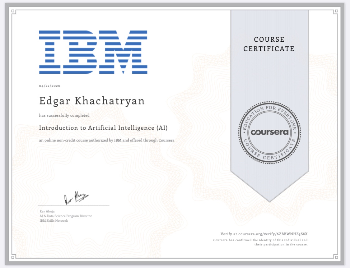Certificate from IBM