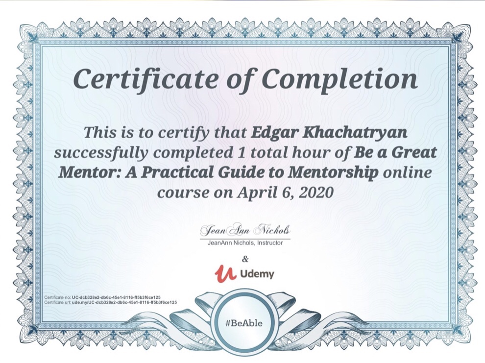 Certificate from Udemy