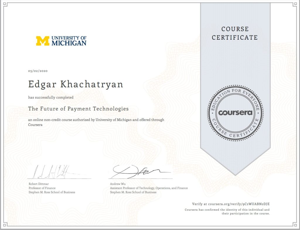 New Certificate from University of Michigan